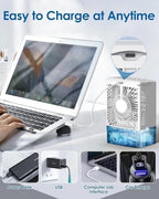 Mini Portable Air Cooler with 1500ML Tank, 3 Speeds & LED