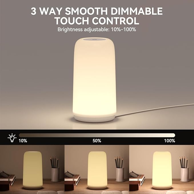Touch Bedside Table LED Lamp with RGB & 3 Brightness Levels