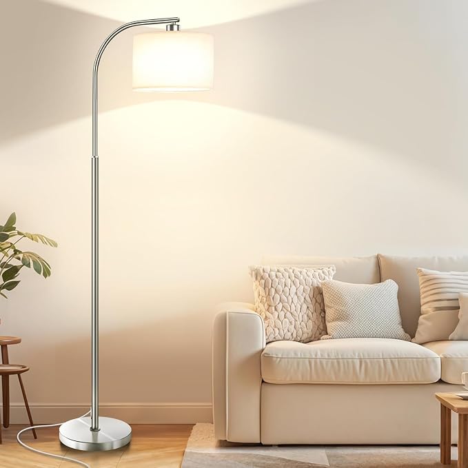 65" Modern Tall Floor Lamp with 9W 3-Color LED Bulb