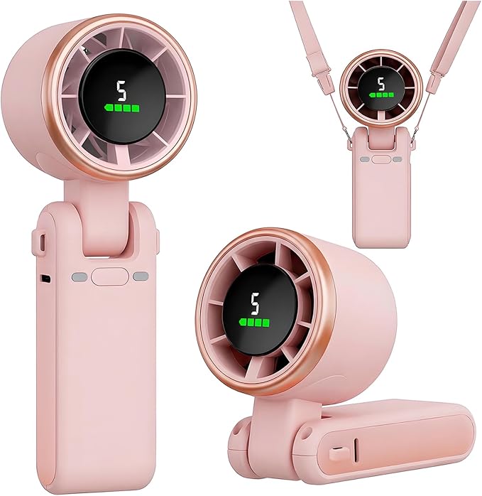 Portable Handheld Turbo Fan, 5-Speed Rechargeable & Foldable