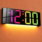 12" Digital Wall Clock with 3.5" LED Numbers, 8 Colors & Night Light