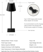 2 Pack Cordless Rechargeable Table Lamps with 5000mAh Battery