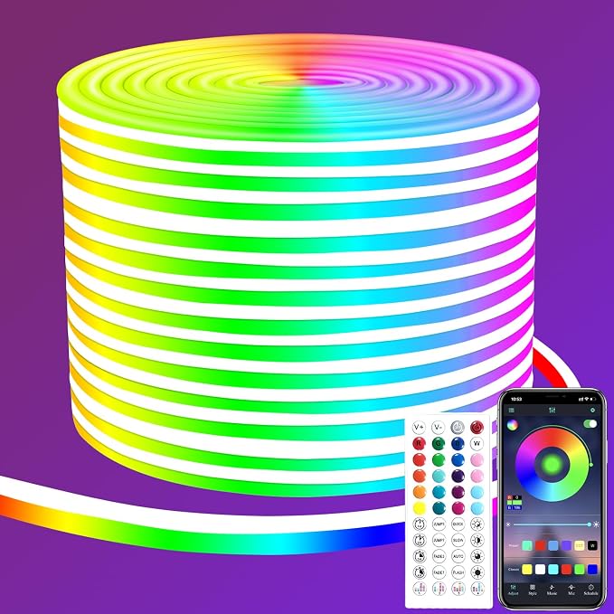 RGB LED Neon Strip Lights with App & Remote Control