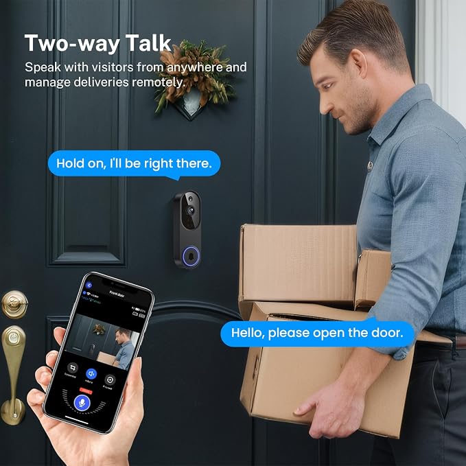 1080p Wi-Fi Video Doorbell with AI Detection & Night Vision