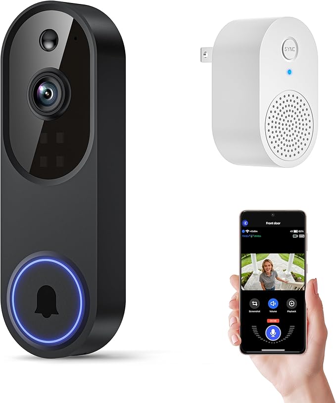 1080p Wi-Fi Video Doorbell with AI Detection & Night Vision