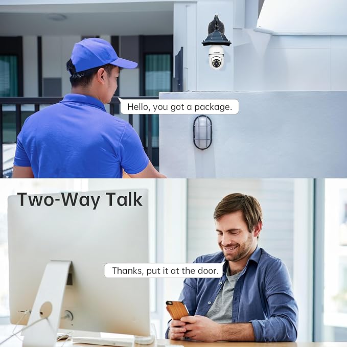 2K Light Bulb Security Camera with Dual-Band WiFi & Night Vision