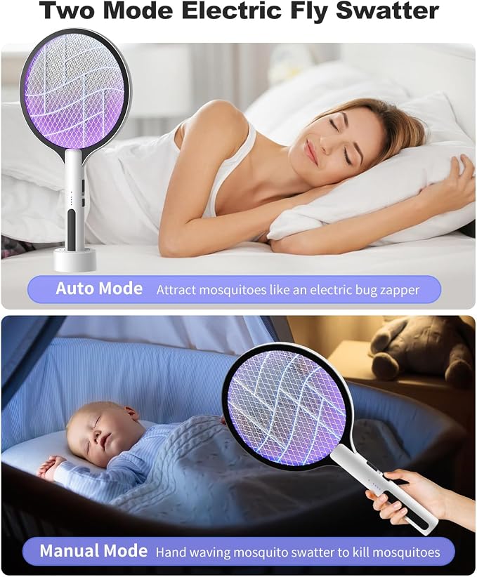 2 Pack Electric Fly Swatter 4500V Rechargeable Bug Zapper
