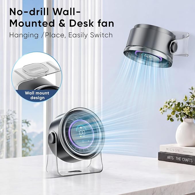 Portable Desk Fan with 100 Speeds, Turbo Airflow & 360° Tilt