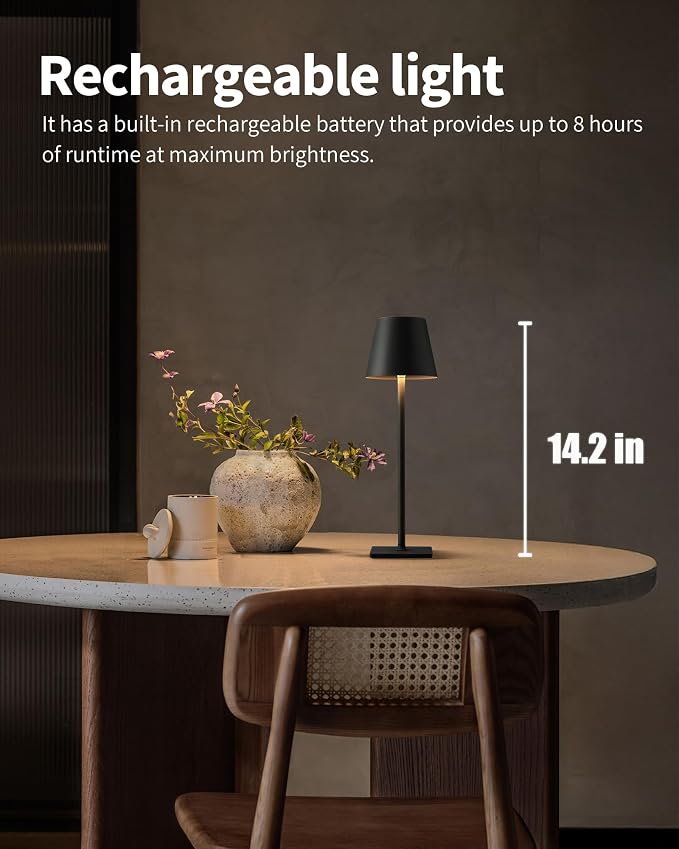 2 Pack Cordless Rechargeable Table Lamps with 5000mAh Battery