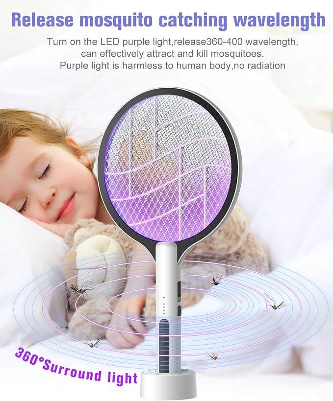 2 Pack Electric Fly Swatter 4500V Rechargeable Bug Zapper