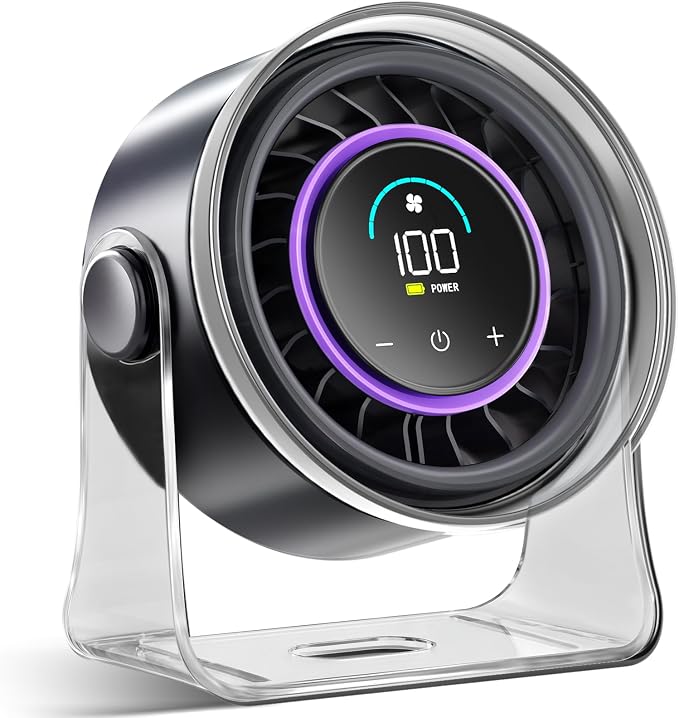 Portable Desk Fan with 100 Speeds, Turbo Airflow & 360° Tilt