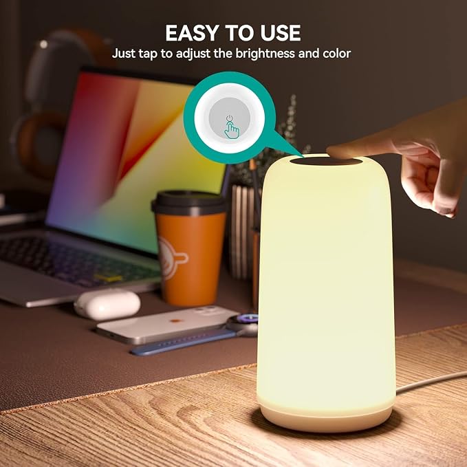 Touch Bedside Table LED Lamp with RGB & 3 Brightness Levels