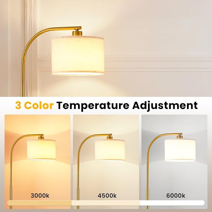 65" Modern Tall Floor Lamp with 9W 3-Color LED Bulb