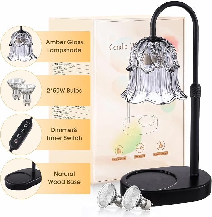 Candle Warmer Lamp with 4-Level Dimming & Timer