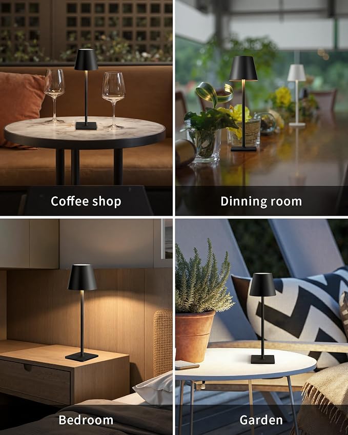 2 Pack Cordless Rechargeable Table Lamps with 5000mAh Battery