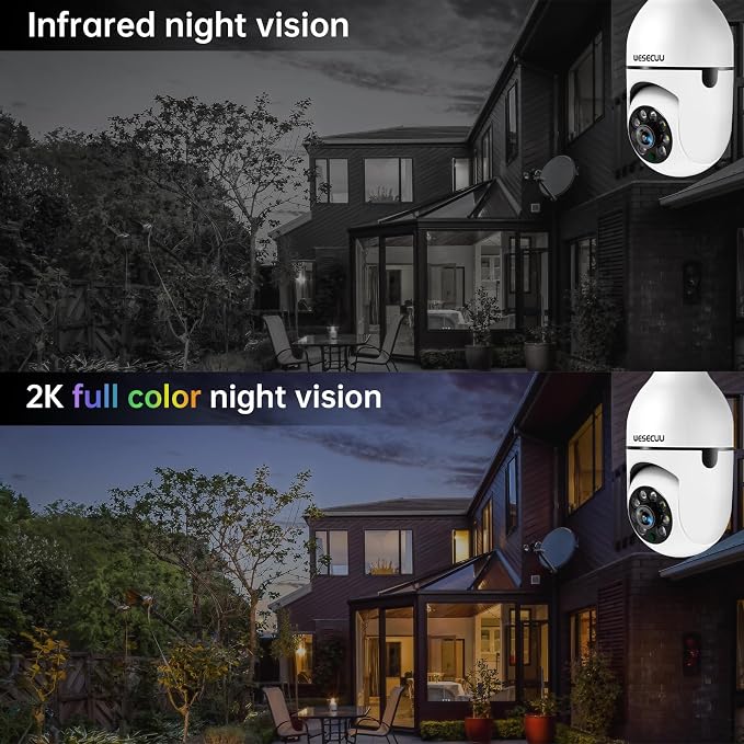2K Light Bulb Security Camera with Dual-Band WiFi & Night Vision