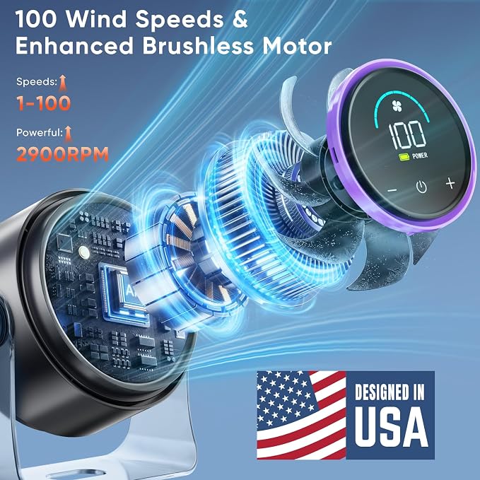 Portable Desk Fan with 100 Speeds, Turbo Airflow & 360° Tilt