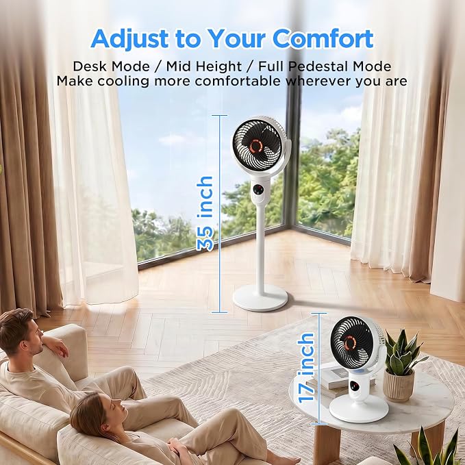 Rechargeable Pedestal Fan with 10400mAh Battery, Remote & 5 Speeds